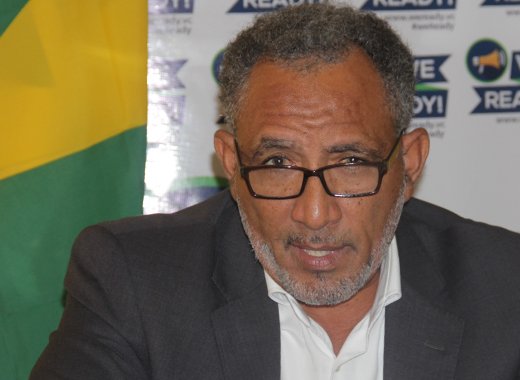 Opposition Leader, Godwin Friday speaking at the press conference in Kingstown on Monday. (iWN photo)