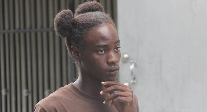 A contemplative Jahvil Browne outside the Serious Offences Court on Thursday. (iWN photo)