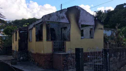 The shell of the burnt-out house in Paul's Avenue. (iWN photo)