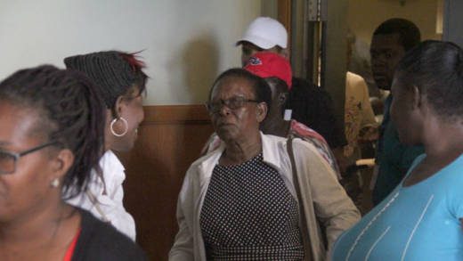 Esla Sam leaves the court on Thursday after testifying on behalf of the  petitioner Benjamin "Ben" Exeter on Wednesday. (iWN photo)