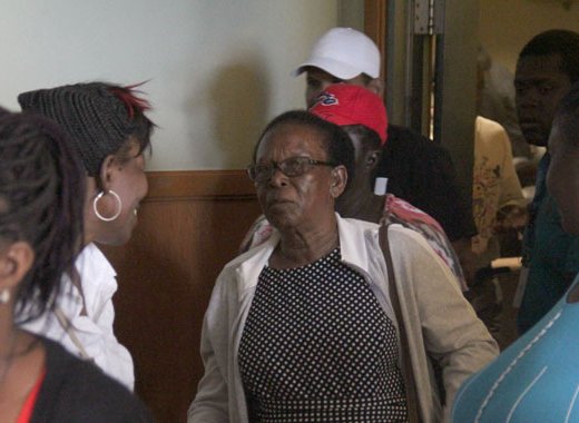 Esla Sam leaves the court on Thursday after testifying on behalf of the  petitioner Benjamin "Ben" Exeter on Wednesday. (iWN photo)