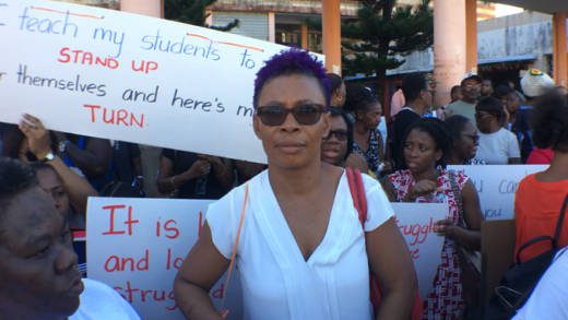 Teacher Jozette Bibby-Bowen on the picket line on Jan. 29, 2019. (iWN photo)