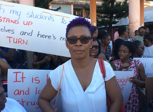 Teacher Jozette Bibby-Bowen on the picket line on Jan. 29, 2019. (iWN photo)