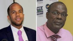 Minister of Health, Senator Luke Browne, right, and Member of Parliament for West Kingstown, Daniel Cummings. (iWN photo) 