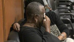 Sylvia Findlay-Scrubb, who was election chief at the time of the 2015 general election wipes her eyes after testifying on Thursday. (iWN photo)