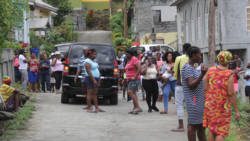 Onlookers at the scene in Penniston on Tuesday. (iWN photo)