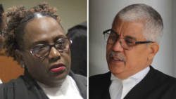 Lawyer Kay Bacchus-Baptiste, right, and Douglas Mendes, SC. (iWN photos)