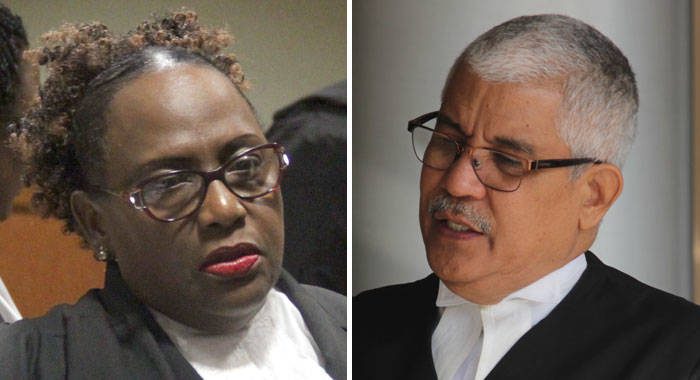 Lawyer Kay Bacchus-Baptiste, right, and Douglas Mendes, SC. (iWN photos)