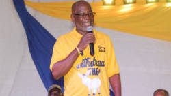 Member of Parliament for Central Kingstown, St. Clair Leacock, again last Saturday, wore the t-shirt that Minister of Works, Senator Julian Francis complained about in Parliament. (iWN photo)