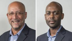 The new president and Vice President of Cricket West Indies, Ricky Skerritt, left, and Kishore Shallow.
