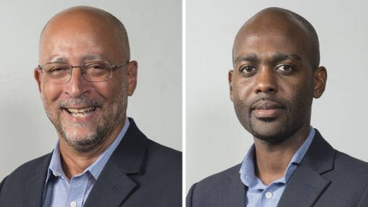 The new president and Vice President of Cricket West Indies, Ricky Skerritt, left, and Kishore Shallow.