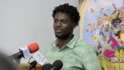 SVG's Young Trending Soca Artiste 2019, Zavique "Caspa G" Morris speaking at the CDC press conference on Tuesday. (iWN photo)