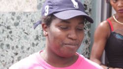 Nigerian-Vincentian Eunice Dowers leaves the Family Court in Kingstown after her bail was extended on Tuesday. (iWN photo)