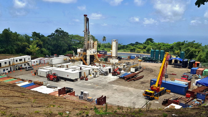 The geothermal energy drilling rig before it was dismantled in 2019. (Photo: Lance Neverson/Facebook)