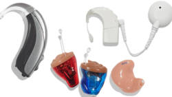 An internet photo of different types of hearing aids. 