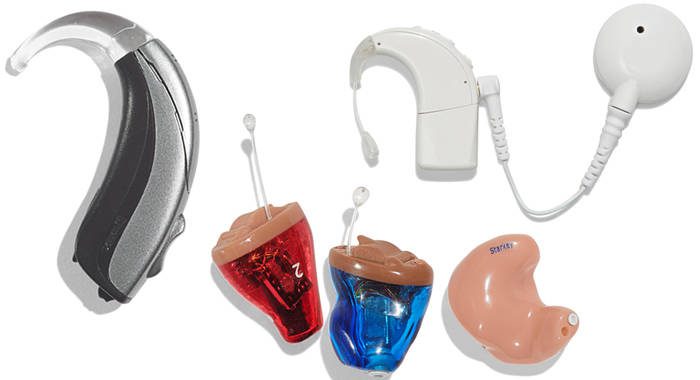 An internet photo of different types of hearing aids. 