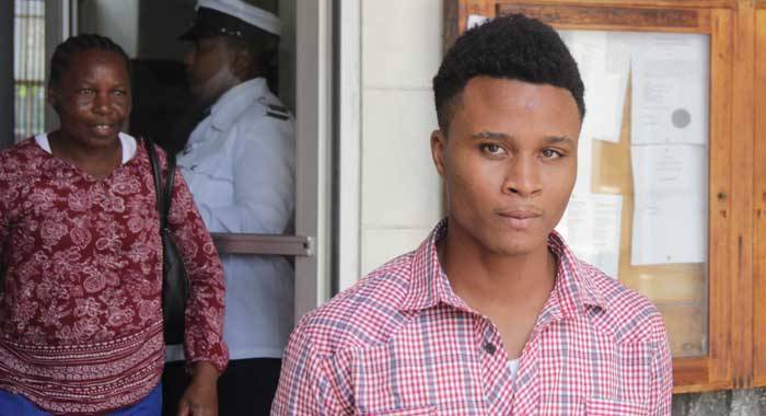 J’rad Jobe, who spent six months in jail, and his mother leave the court building in Kingstown on Tuesday after the appeal court halted his four-year sentence and suspended it for 18 months. (iWN photo)