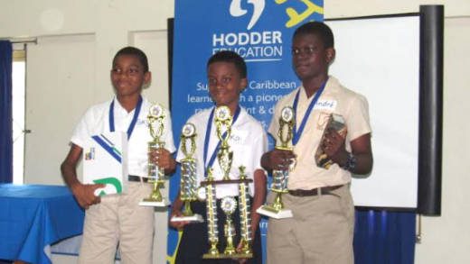 Skye Johnson of Fair Hall Government, Kai Francis of Kingstown Preparatory School, and André Quamina, of St. Mary's RC.