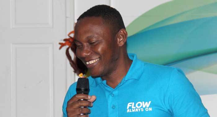 Wayne Hull, Flow's country manager speaking at Wednesday's event. (iWN photo)