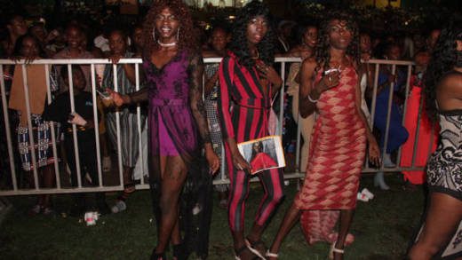 The cross-dressing males at the Miss SVG pageant last Saturday. (iWN photo)