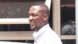 Paul Stephens was beaten at his fiancée's funeral in Chauncey in May 2018. He is seen her leaving the Kingstown Magistrate's Court on Friday. (iWN photo)