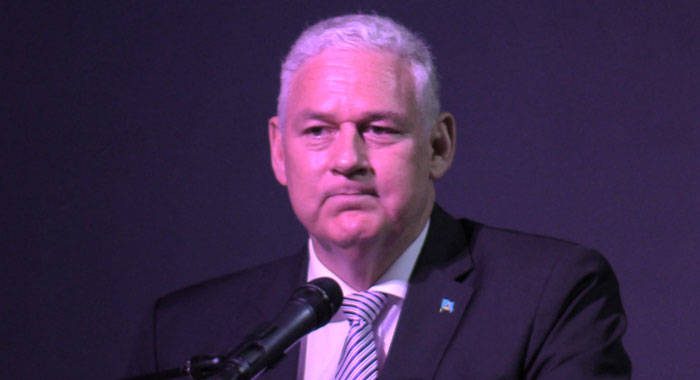 St. Lucia Prime Minister, Allen Chastanet speaking at the opening ceremony of the 40th meeting of CARICOM heads of government in Castries on Wednesday. (iWN photo)