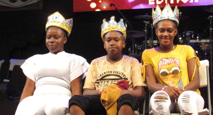 From left: Junior Soca Monarch, Short T; Primary School Calypso Monarch, Lil Chris; and Secondary School Calypso Monarch, Singing Kristy. (iWN photo)