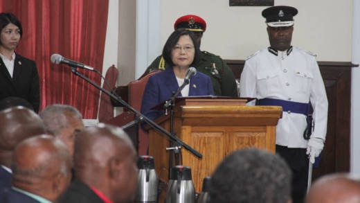 Taiwan president, Tsai Ing-wen addresses the St. Vincent and the Grenadines Parliament, on Tuesday, during an official two-day visit. (iWN photo)