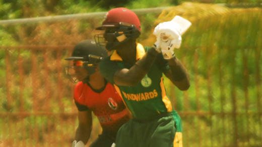 Kimani Melius punches through the off-side for another boundary. (Photo: Robertson S. Henry)