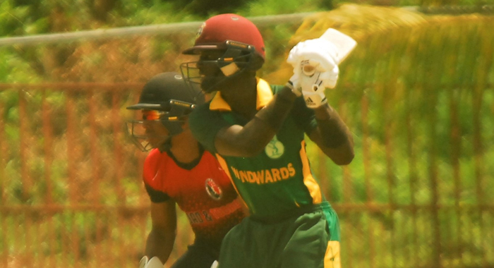 Kimani Melius punches through the off side for another boundary