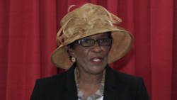 Governor General of St. Vincent and the Grenadines, Her Excellency Susan Dougan speaks after being installed on Aug. 1, 2019, Emancipation Day. (iWN photo)