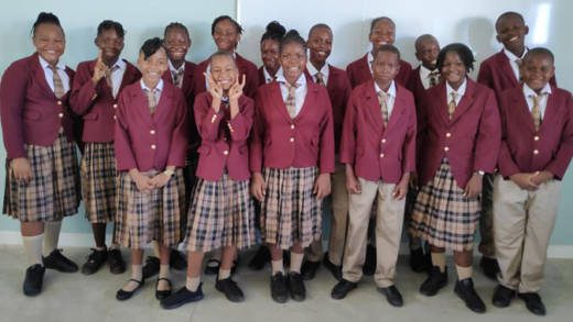 Students of Canouan Secondary School on their first day of class on Monday. (Photo; Hansel Crush Henry/Facebook)