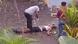 Police at the scene of the killing in Greiggs. 