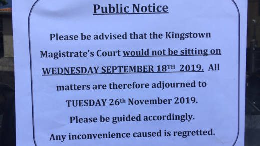 The Kingstown Magistrate's Court has been closed six Sept. 2  and has only sat for three months this year. (iWN photo)