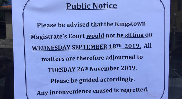 The Kingstown Magistrate's Court has been closed six Sept. 2  and has only sat for three months this year. (iWN photo)