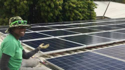 Solar panels installed at a private entity in St. Vincent and the Grenadines. 