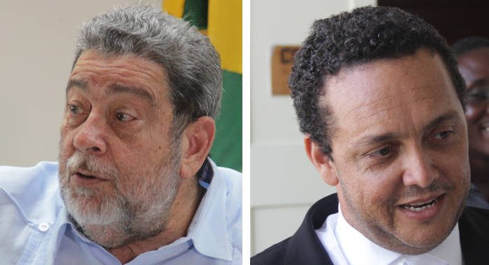 Prime Minister Ralph Gonsalves, left, and Grant Connell, right. They are both lawyers. (iWN photos)