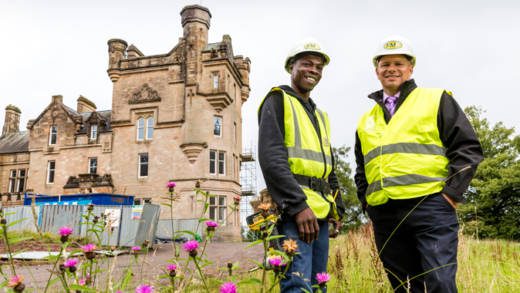 Randolph Hackshaw and Craig Morrison, Construction Director, FM Group at Dalnair Castle, near Drymen.