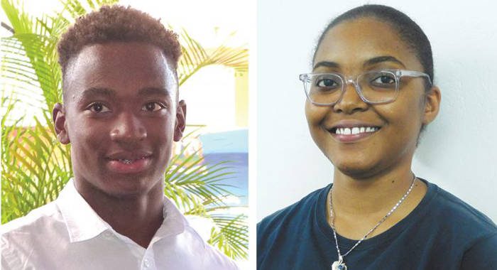 SVG's top performer in this year's CAPE examination, Ianá Ferguson, right, and second place Shane Cadogan. (Photo: searchlight.vc) 