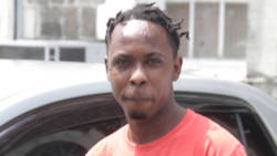 Terrano Samuel on his way back to prison on Wednesday. (iWN photo)