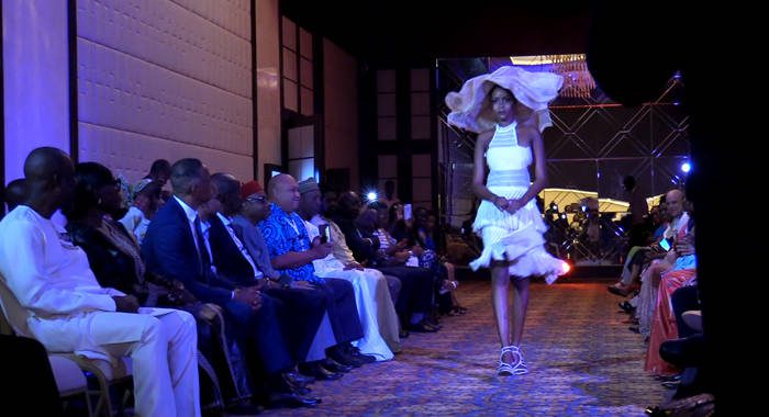 A Caribbean fashion design on display in Niger on Saturday. (CMC photo)