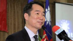 Ambassador Calvin C.H. Ho speaking at the Taiwan National Day event in Kingstown on Tuesday. (iWN photo)