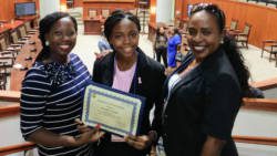 From left, Jewelene Charles Scott, Kinisha Castello, and Dorette Mayers at the annual Caribbean Tourism Youth Congress in Antigua and Barbuda.