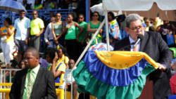 Prime Minister Ralph Gonsalves delivers his Independence Address at Victoria Park on Sunday, the 40th anniversary of Independence from Britain. (iWN photo) 