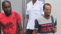 The two men, Anlee Parsons, left, and Hyah Browne leave the Serious Offences Court in November 2019. The case against them was withdrawn on Friday. (iWN photo)