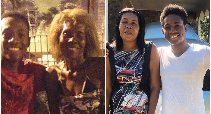 Left: Lisa Robert, left, and her son Oral, seven months ago when he took her off the street, contrasted with what she looks like today.