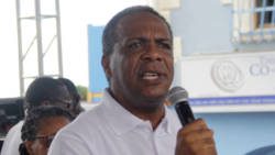 Bishop Stephen Ollivierre of the Pentecostal Church addressing the rally in Kingstown on Thursday.  (iWN photo)