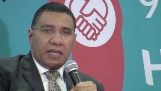 Jamaica Prime Minister Andrew Holness speaking at the ACP business forum in Nairobi, Kenya on Sunday. (CMC Photo)