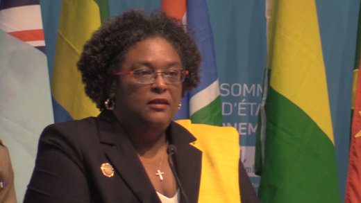 Barbados Prime Minister Mia Mottley addressing the ACP Summit in Nairobi, Kenya. (CMC Photo)