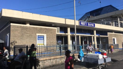 RBTT Bank in Kingstown Friday morning. (iWN photo)
